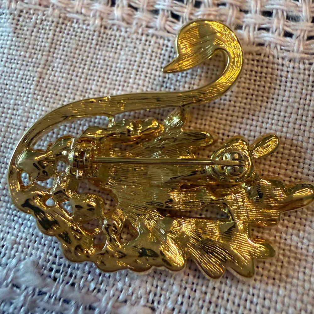 Vintage Swan Rhinestone Crystal Brooch - Picture 5 of 7